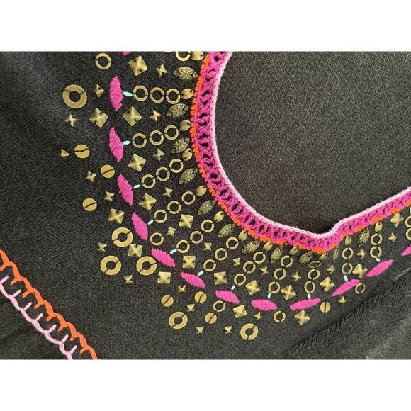 Anthropologie Nanette Lepore Women's Dress S  Black With Colorful Embroidery  53 - Picture 4 of 8